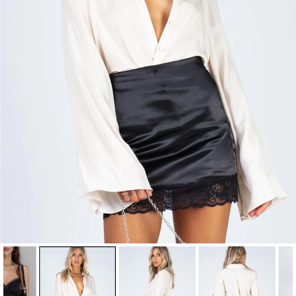 Princess Poly mini skirt black with lace lining. Size 2